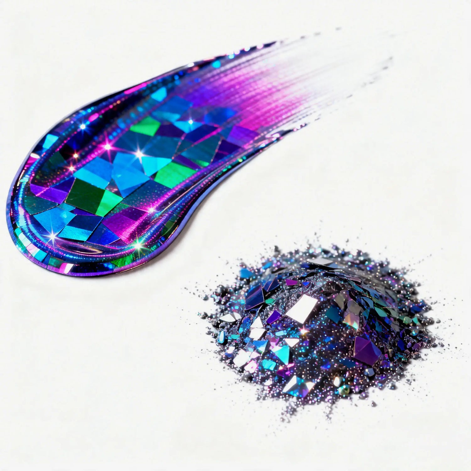 flake structured pigment producing layered color shift effects with strong light reflection and depth