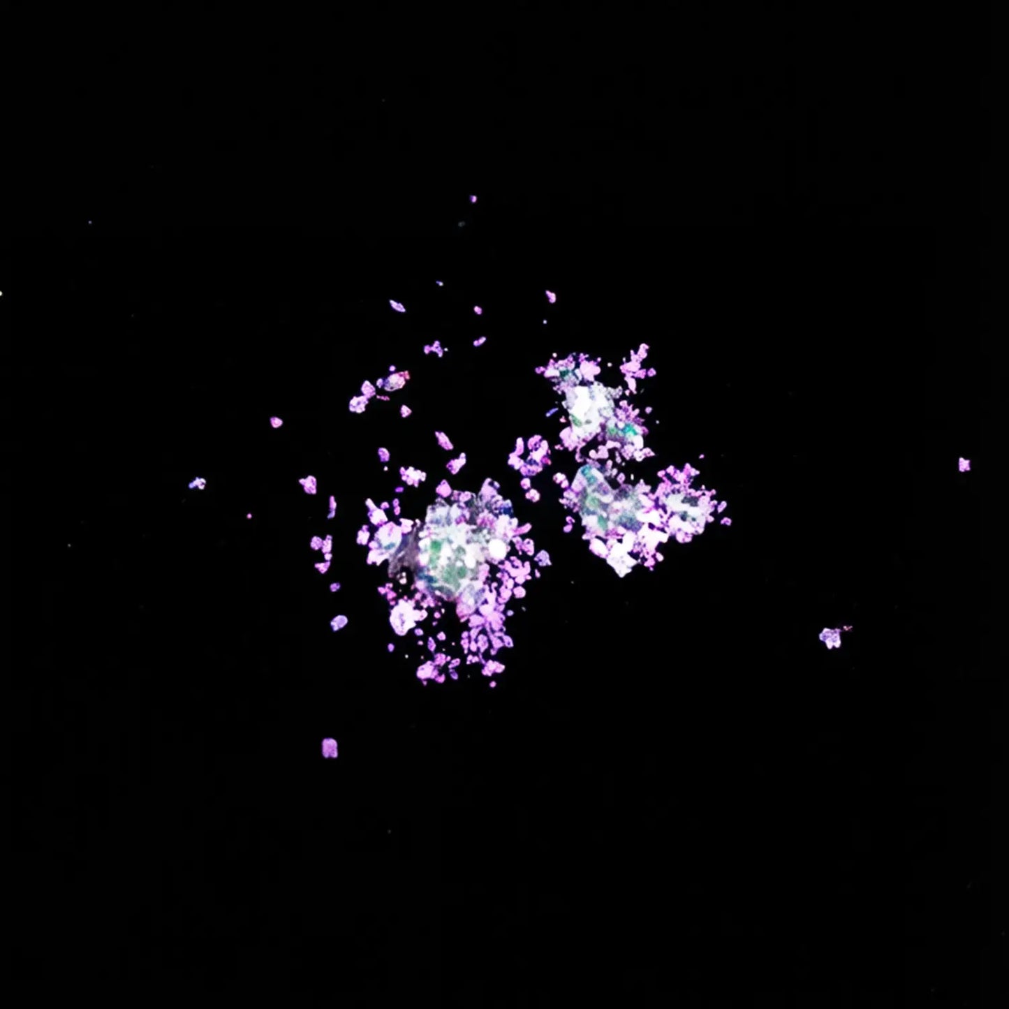 ruby magenta to amber gold flake pigment effect on black background