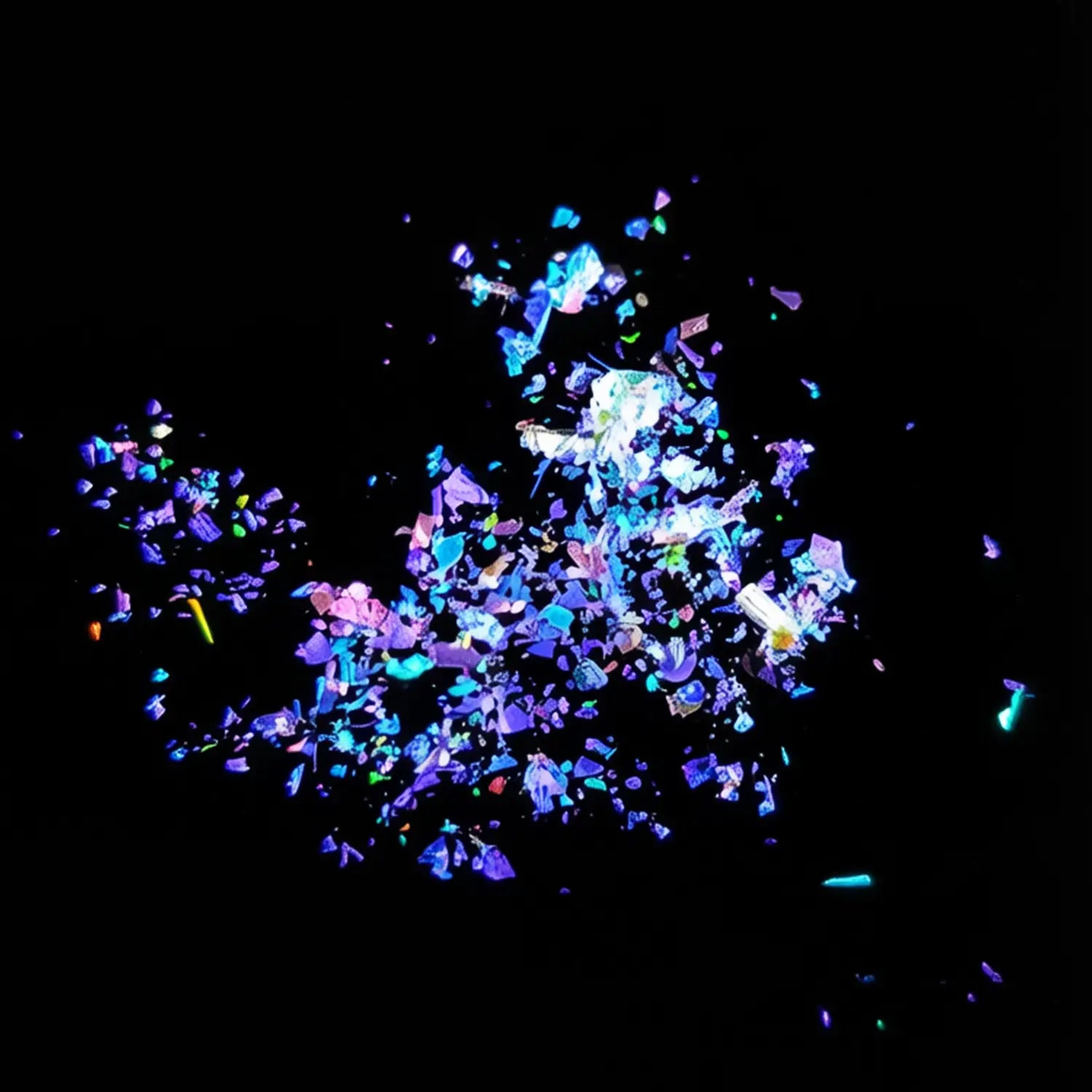 sapphire blue to ruby red flake pigment effect on black background