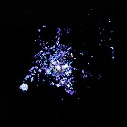 sapphire blue to violet purple flake pigment effect on black background