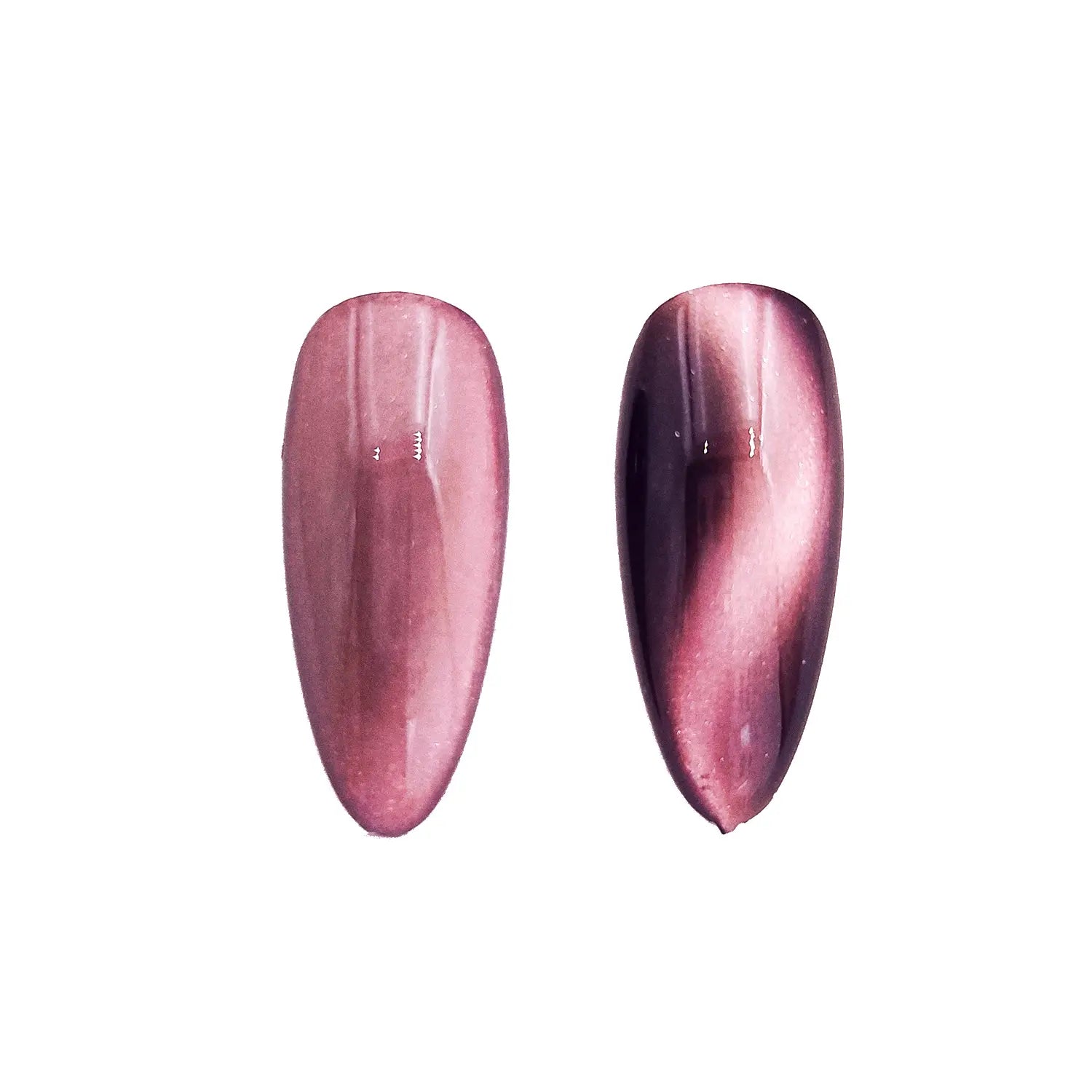 pink bloom lemon glow magnetic color travel pigment nail effect on black nail tip with visible magnetic color shift