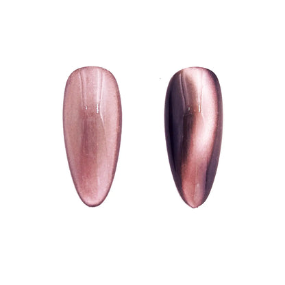 coral ember earth amber magnetic color travel pigment nail effect on black nail tip with visible magnetic color shift