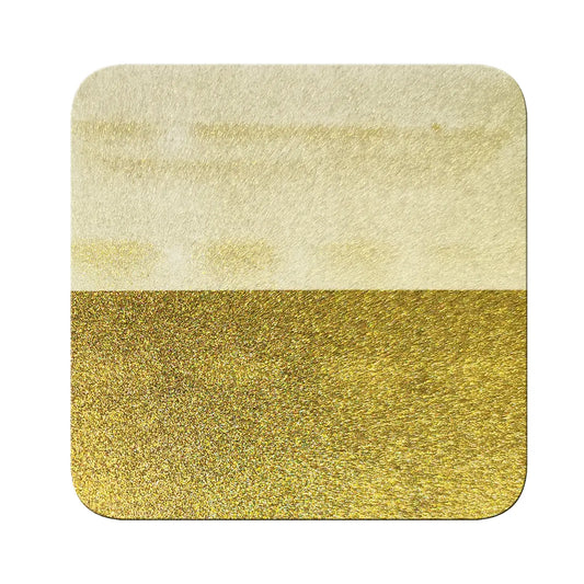 ochre yellow to moss green magnetic color travel pigment on black and white contrast chart