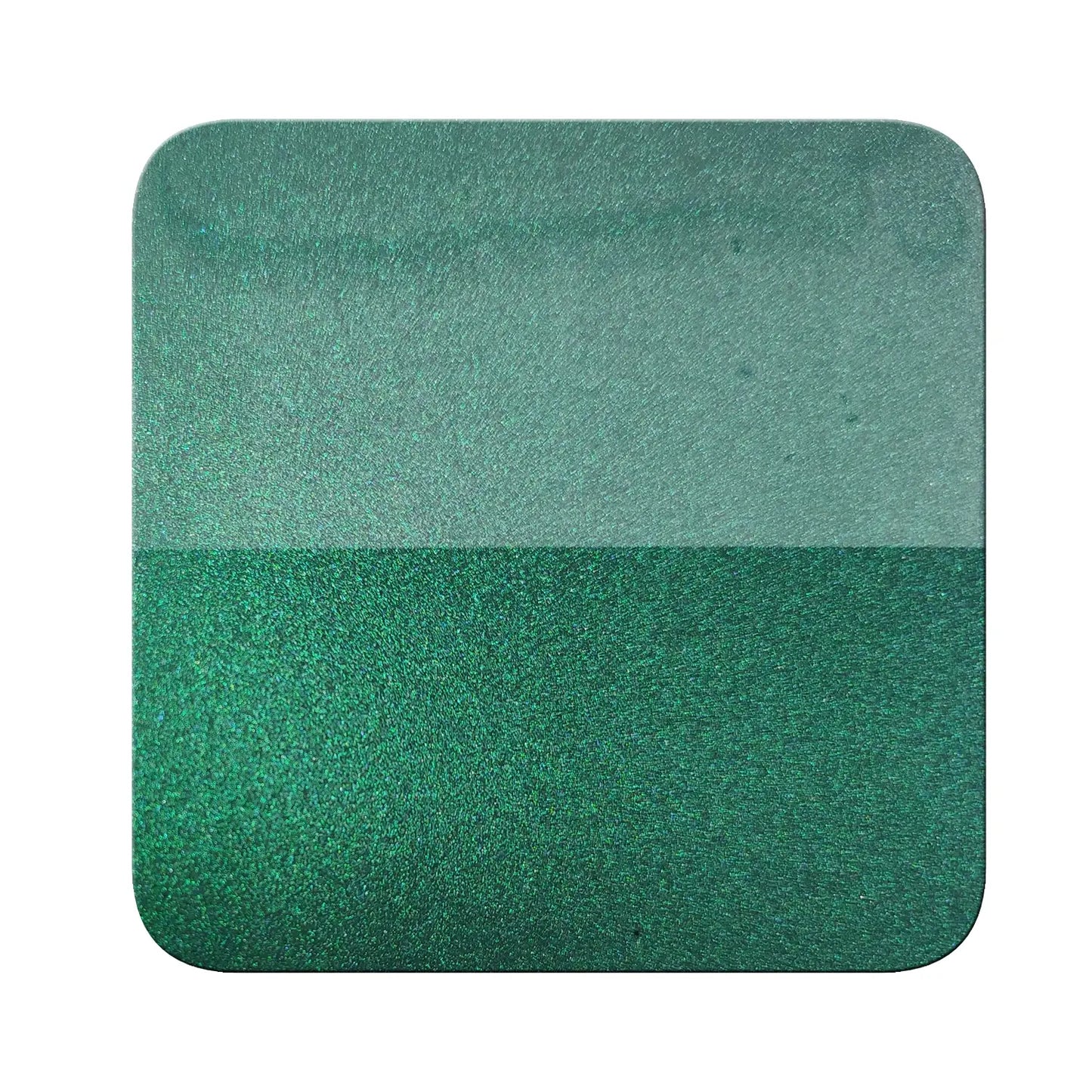 bright green to aqua stream magnetic color travel pigment on black and white contrast chart