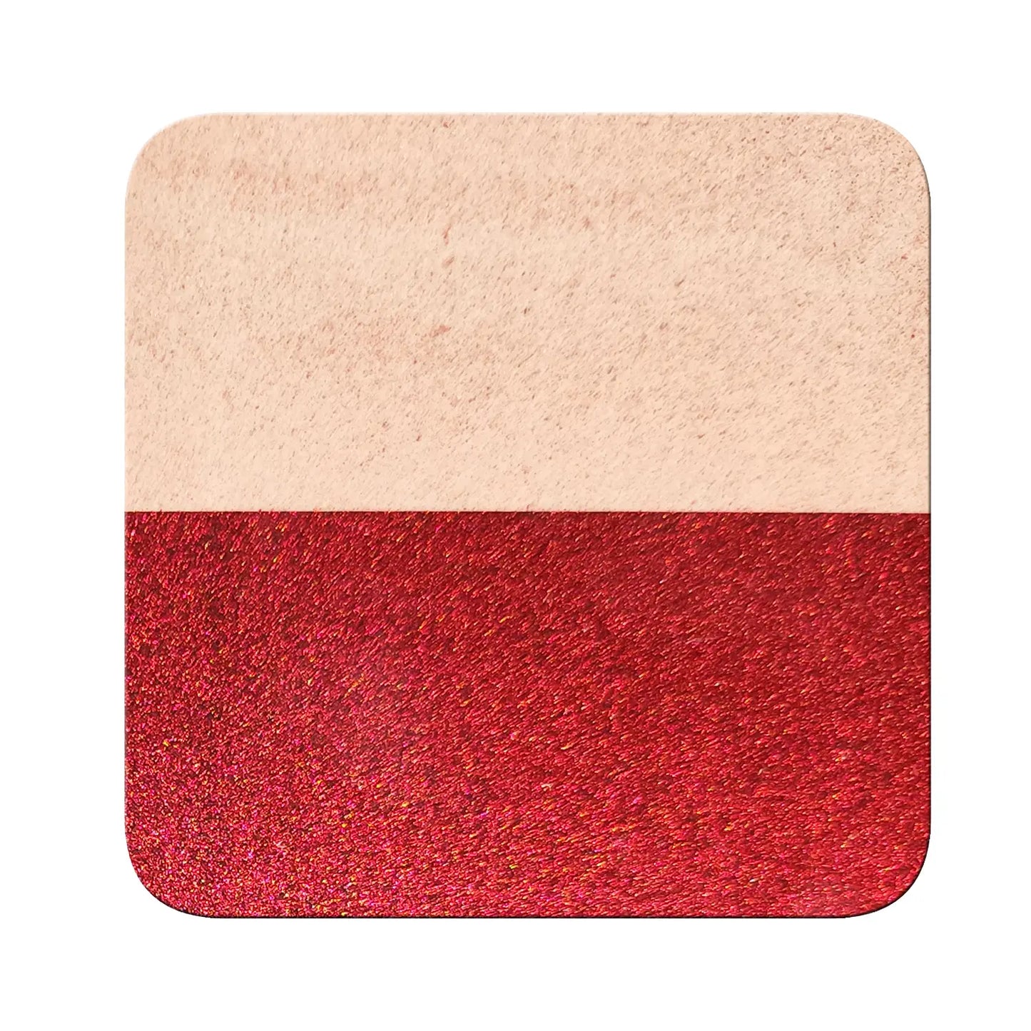 ruby scarlet chrome metallic pigment on black and white contrast chart showing coverage difference