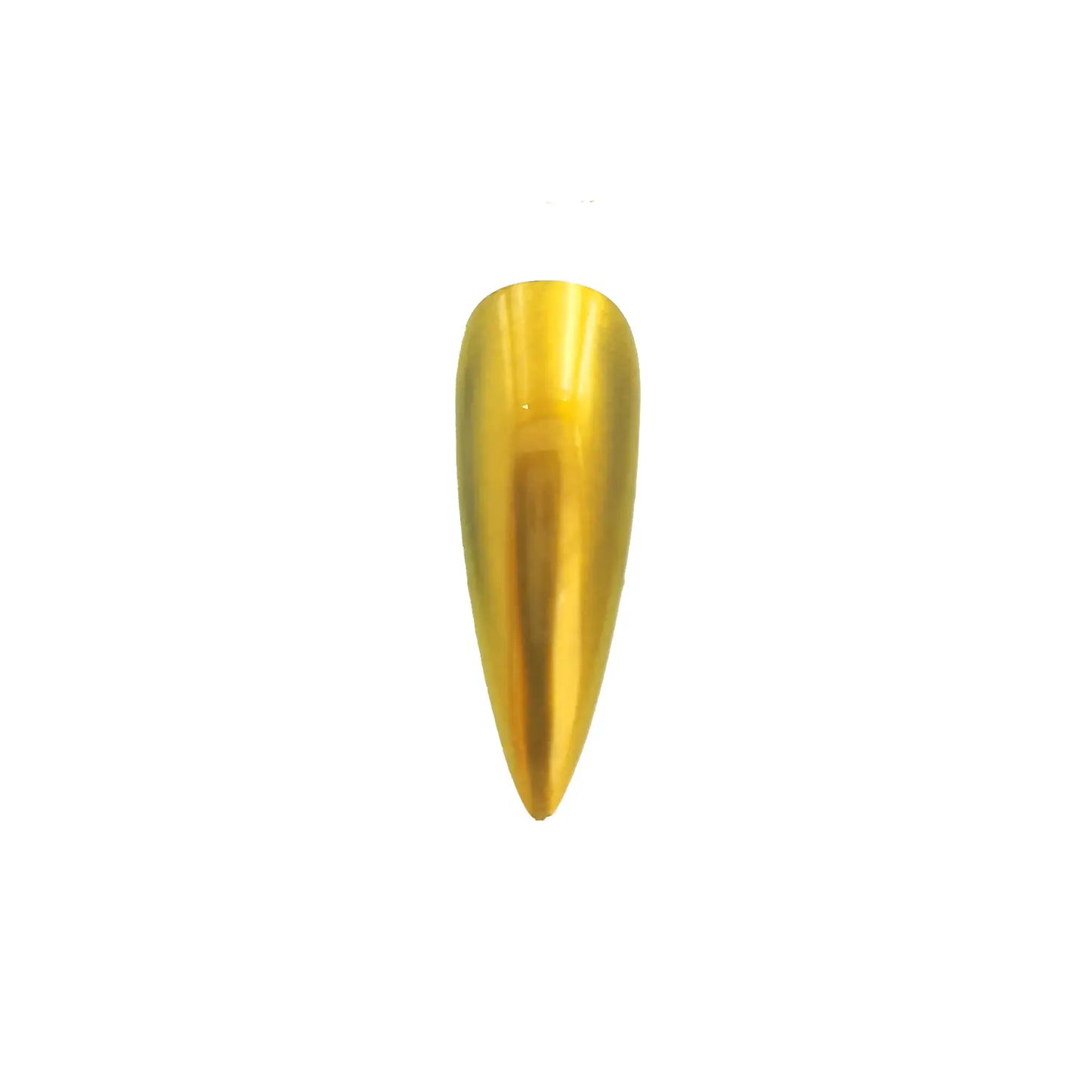 golden amber chrome metallic pigment nail effect on black nail tip with warm metallic gold finish