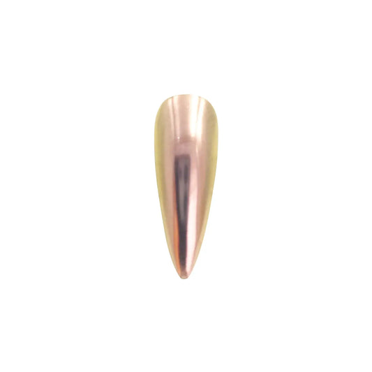 rose blush desert gold opaque color travel pigment nail effect on black nail tip with visible pink to gold color shift