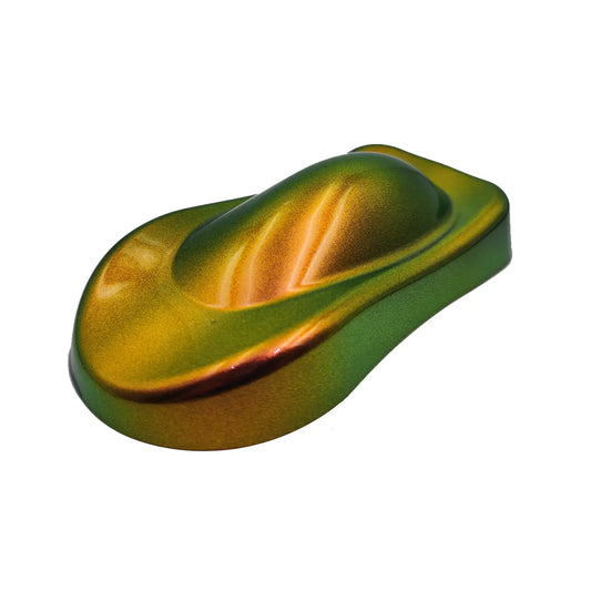 copper red to lime green translucent pigment sprayed on automotive film coating effect