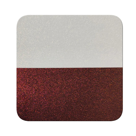copper red to lime green translucent pigment on black and white contrast chart showing transparency difference