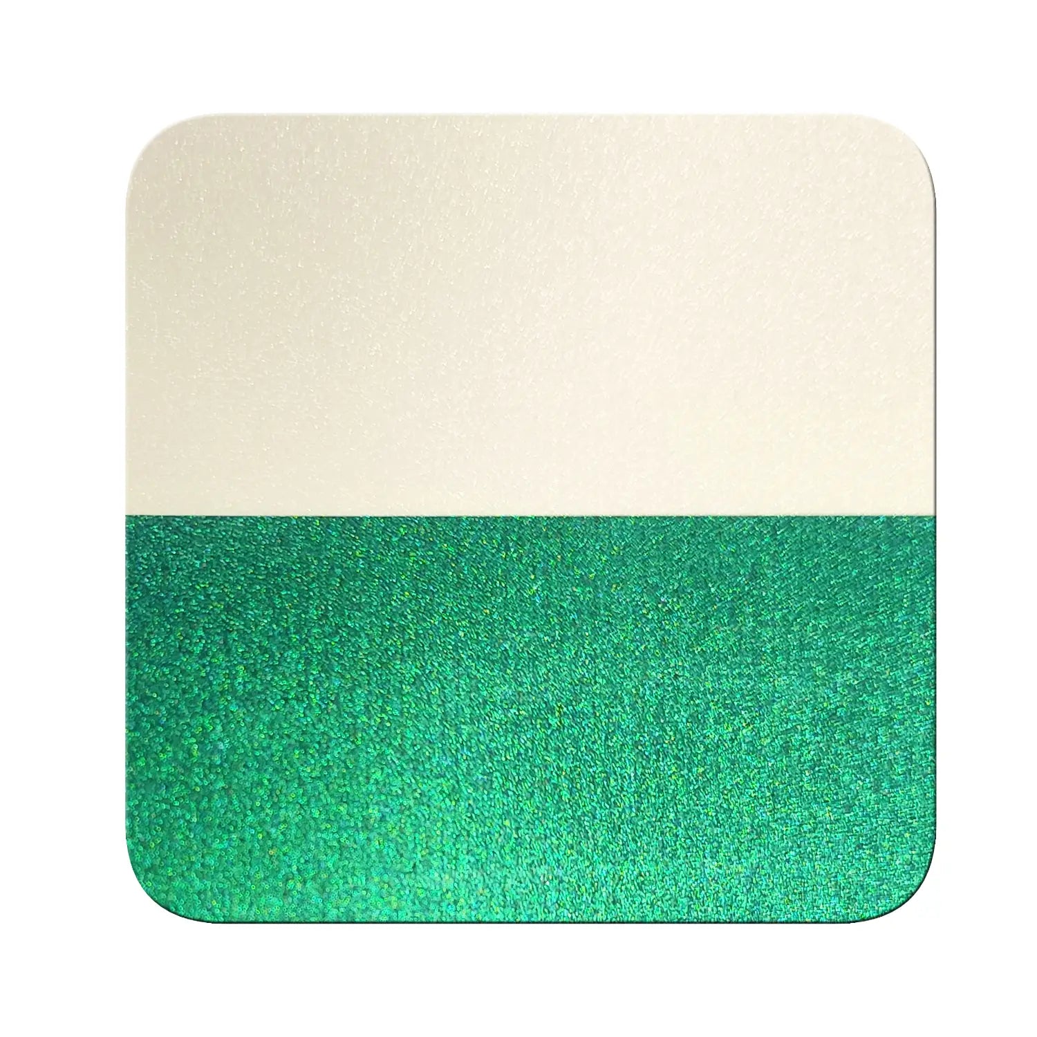emerald green to violet blue translucent pigment on black and white contrast chart showing transparency difference