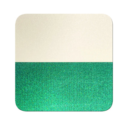 emerald green to violet blue translucent pigment on black and white contrast chart showing transparency difference