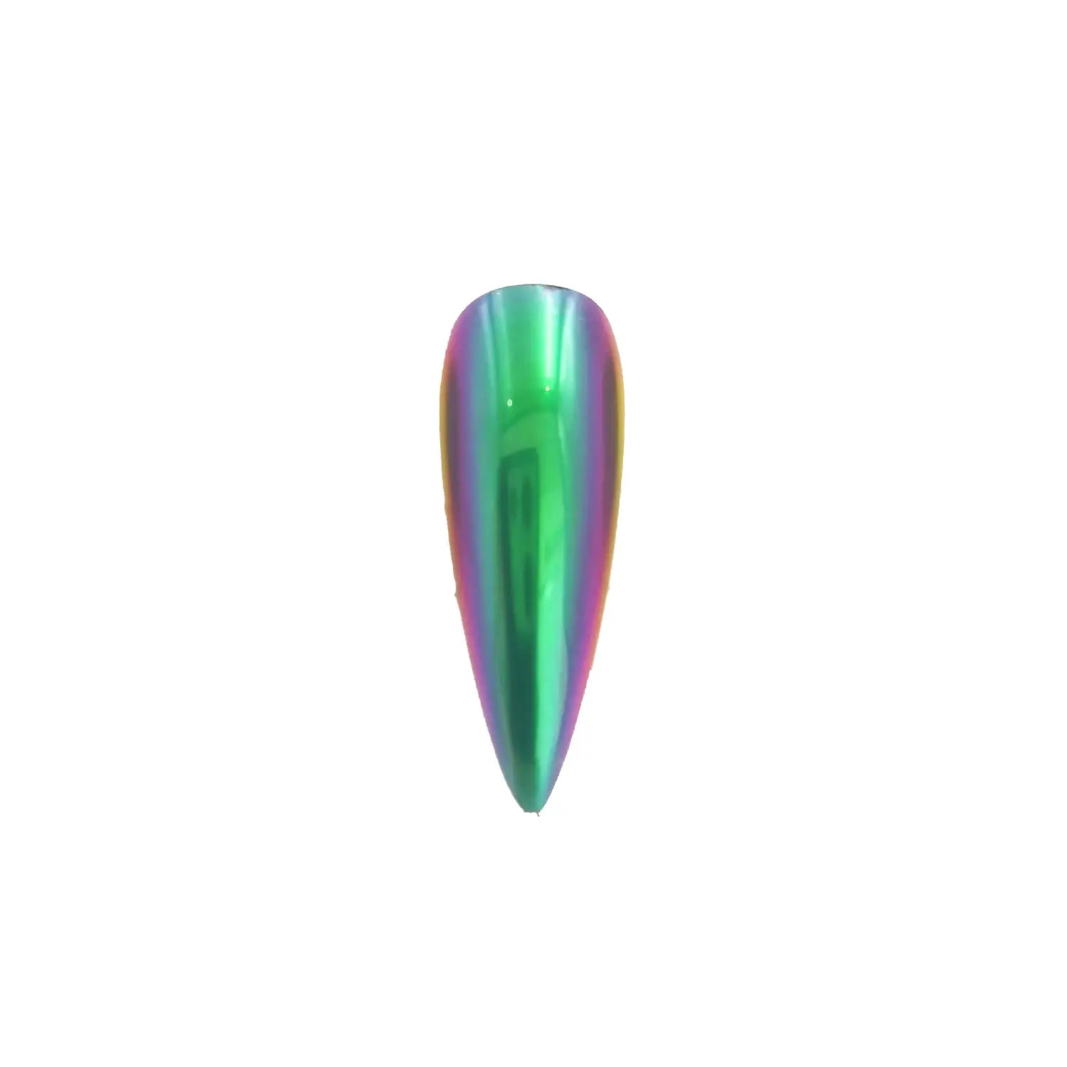 jade green lavender silver translucent color travel pigment nail effect on black nail tip with visible green to silver color shift