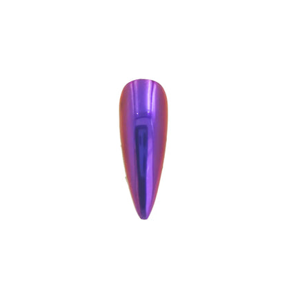 violet bloom rose petal translucent color travel pigment nail effect on black nail tip with visible violet to pink color shift
