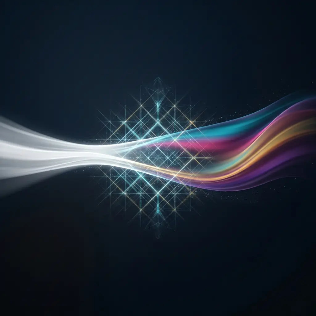 light transformation concept illustrating engineered interaction between materials and optical color effects
