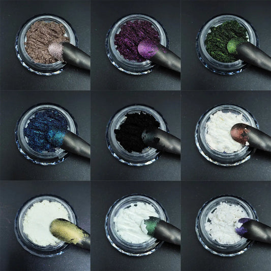 Color Shift Pigment Sample Pack featuring 9 non-mica optical variable pigment powders