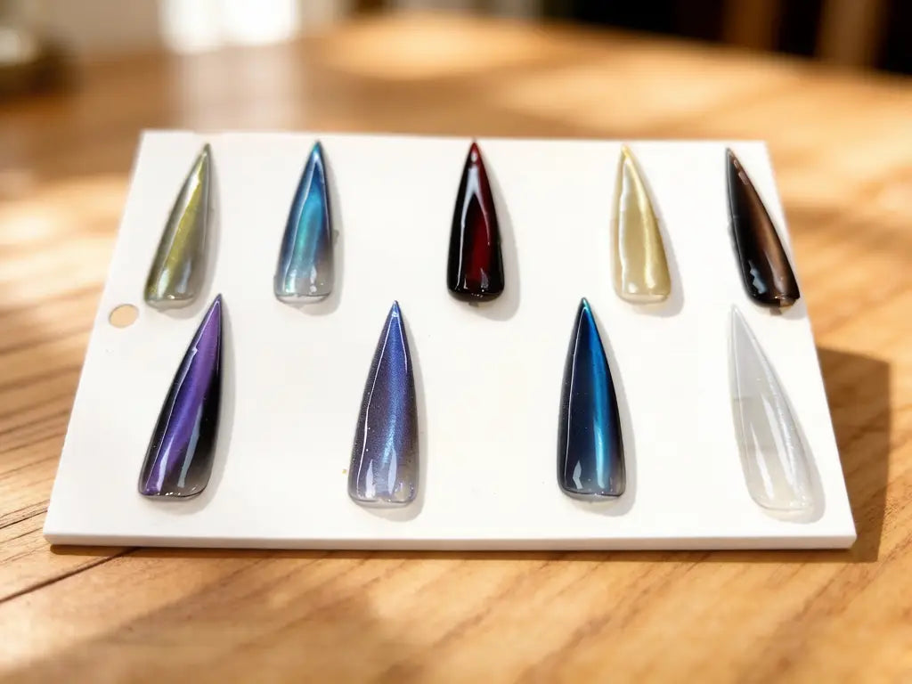 nail display board with magnetic cat eye pigment finishes