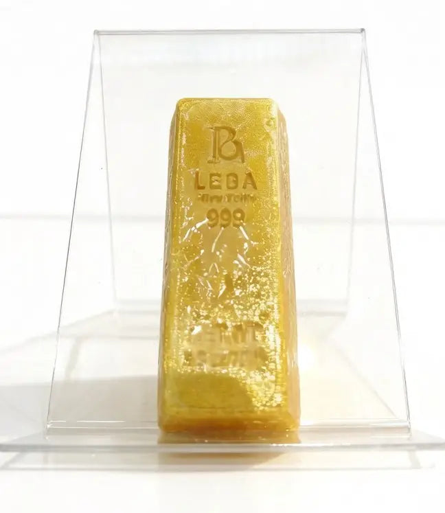 gold colored soap with metallic pigment finish