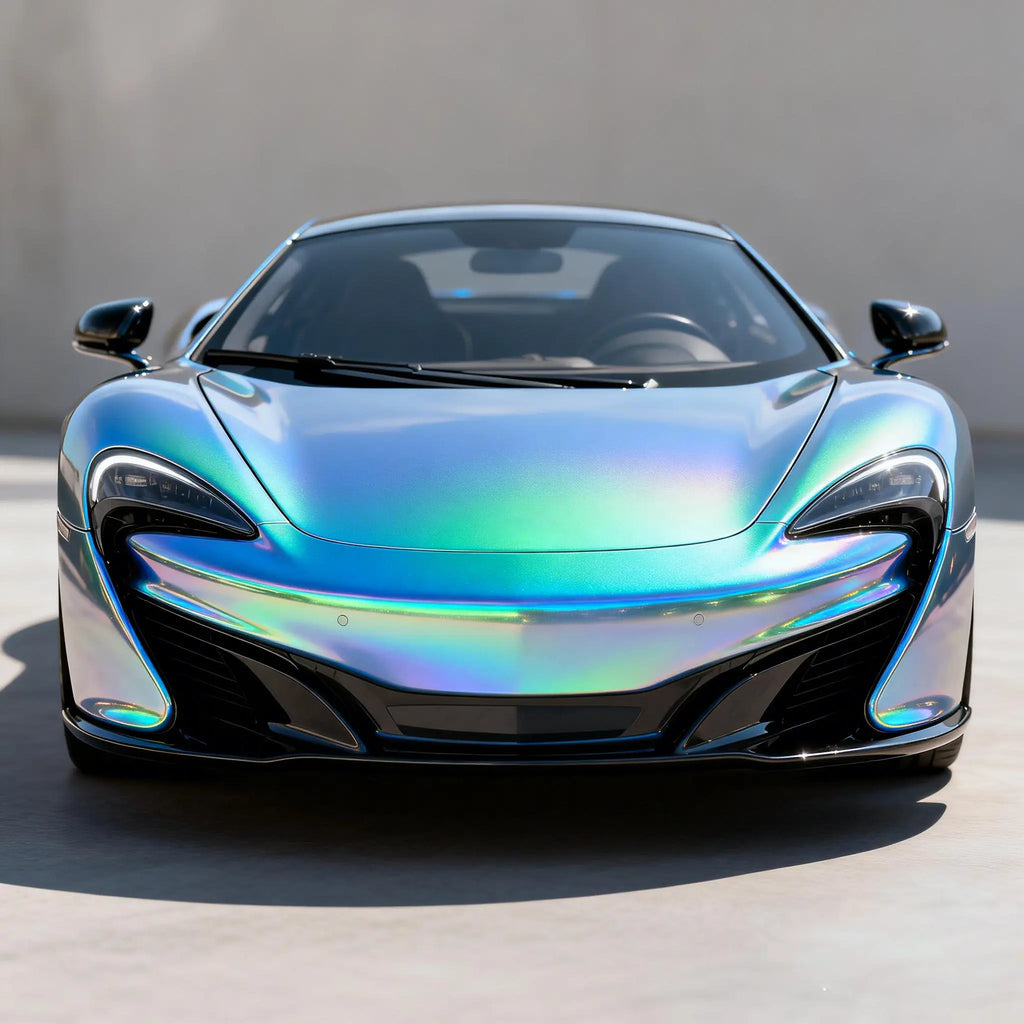 sports car with iridescent color shifting finish