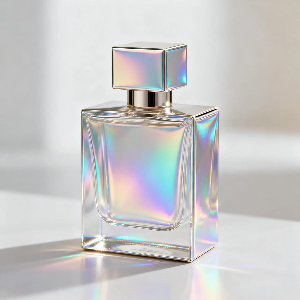 cosmetic bottle with reflective effect pigment coating