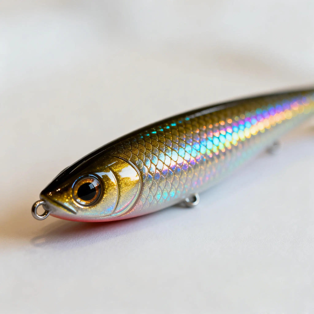 fishing lure with reflective color shifting surface