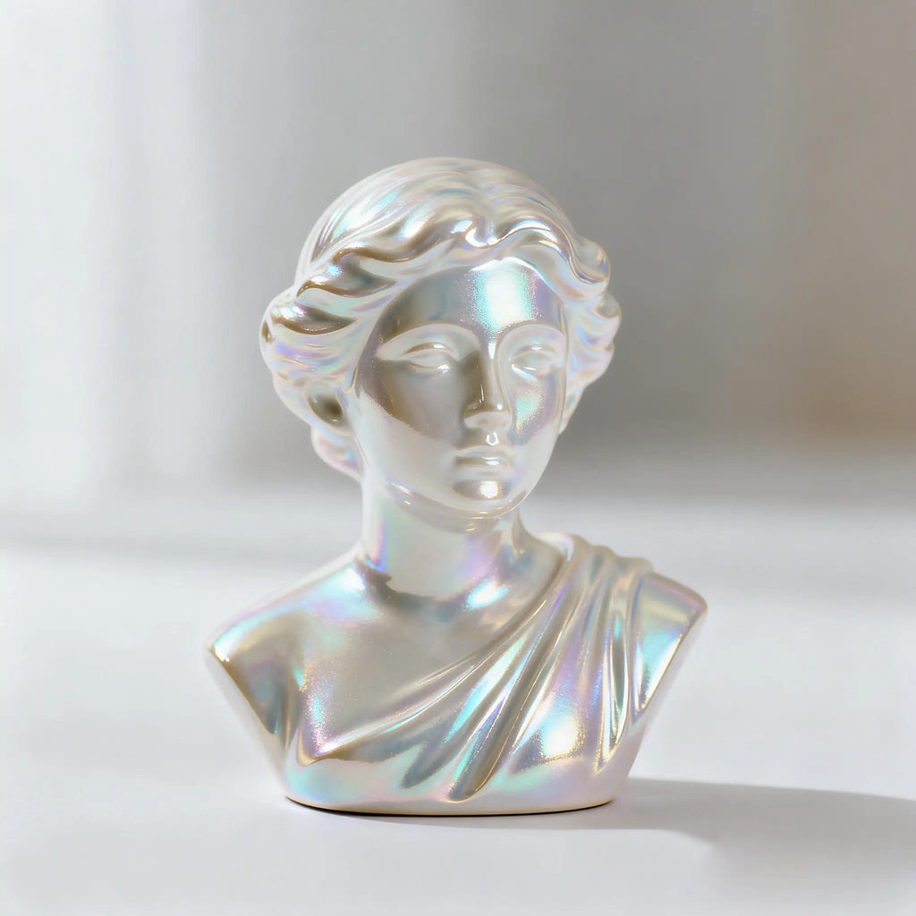 resin artwork with layered iridescent pigment effect